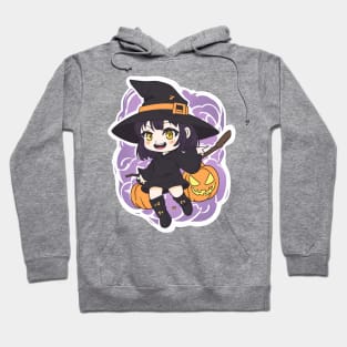 Witchcraft anime characters Chibi style of the Halloween season Hoodie